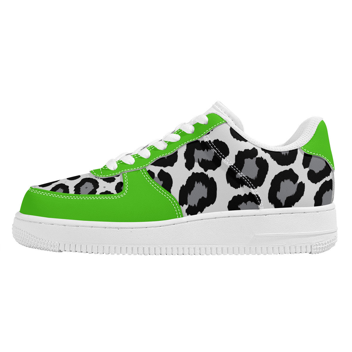 Low Top Unisex Sneakers Green with Leopard decoration