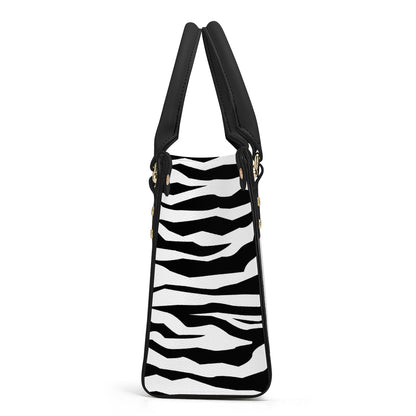 Luxury Women PU Tote Bag - Black White Tiger decoration