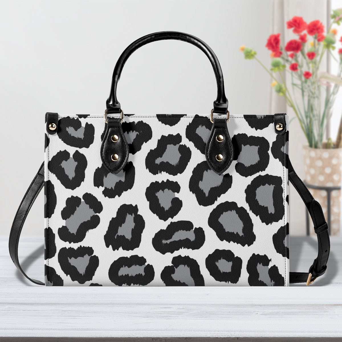 Multiple Sizes Upgraded Luxury Women PU Leather Handbag Leopard print decoration