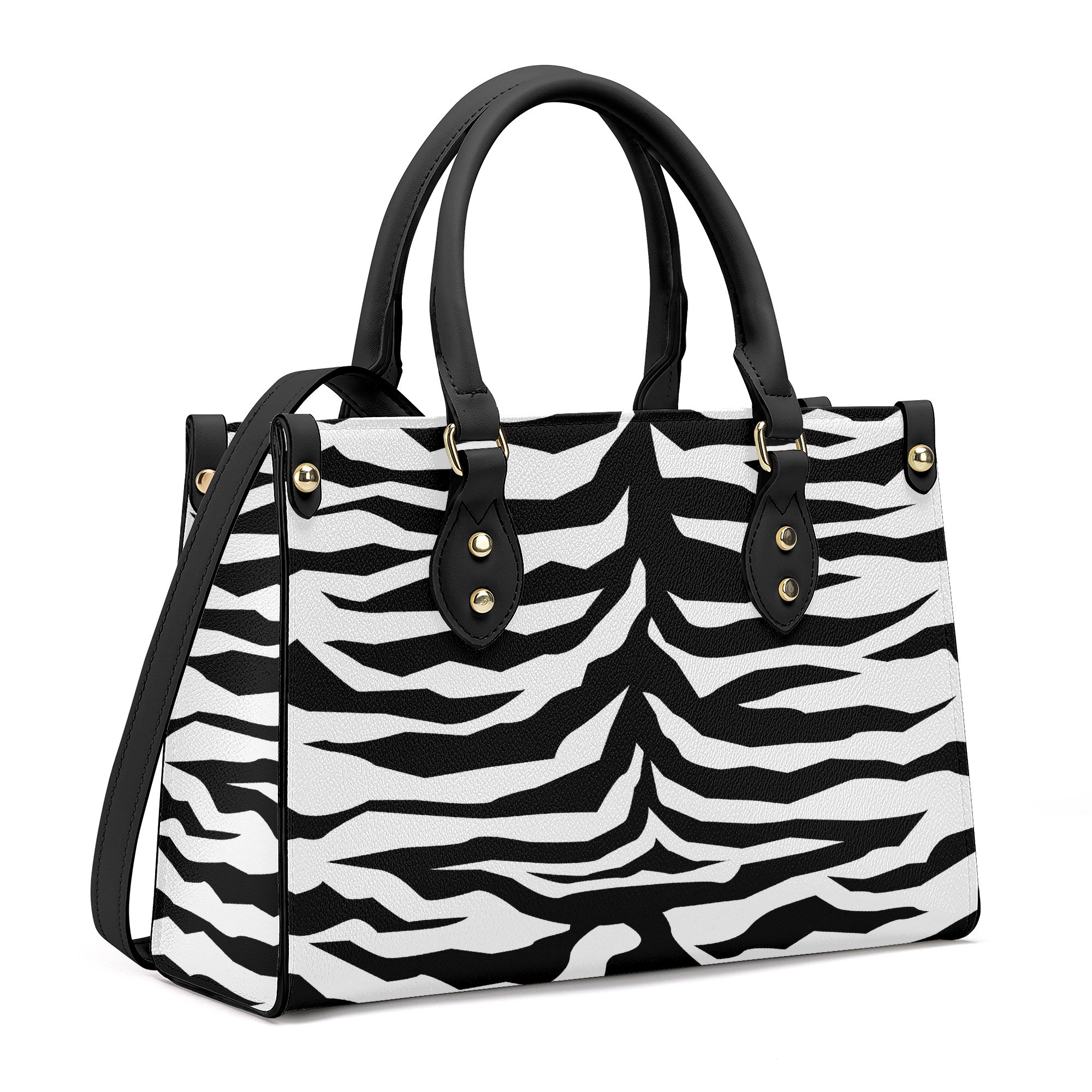 Luxury Women PU Tote Bag - Black White Tiger decoration