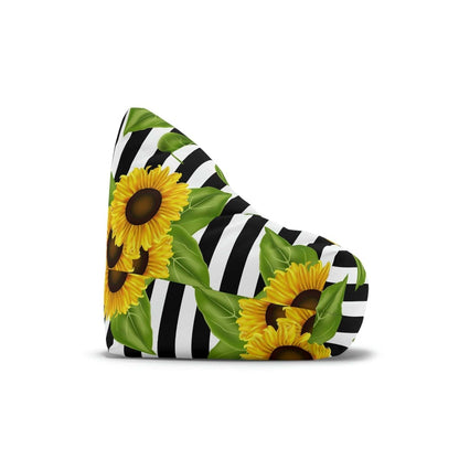 A Sunny Delight: Embrace the Beauty of Sunflowers with This Stylish Black and White Bean Bag Chair Cover Home-clothes-jewelry