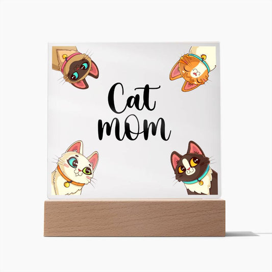 Acrylic Square Plaque Cat Mom Home-clothes-jewelry