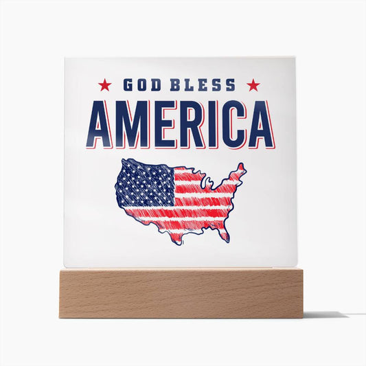 Acrylic Square Plaque God Bless America, 4th July celebrate Home-clothes-jewelry