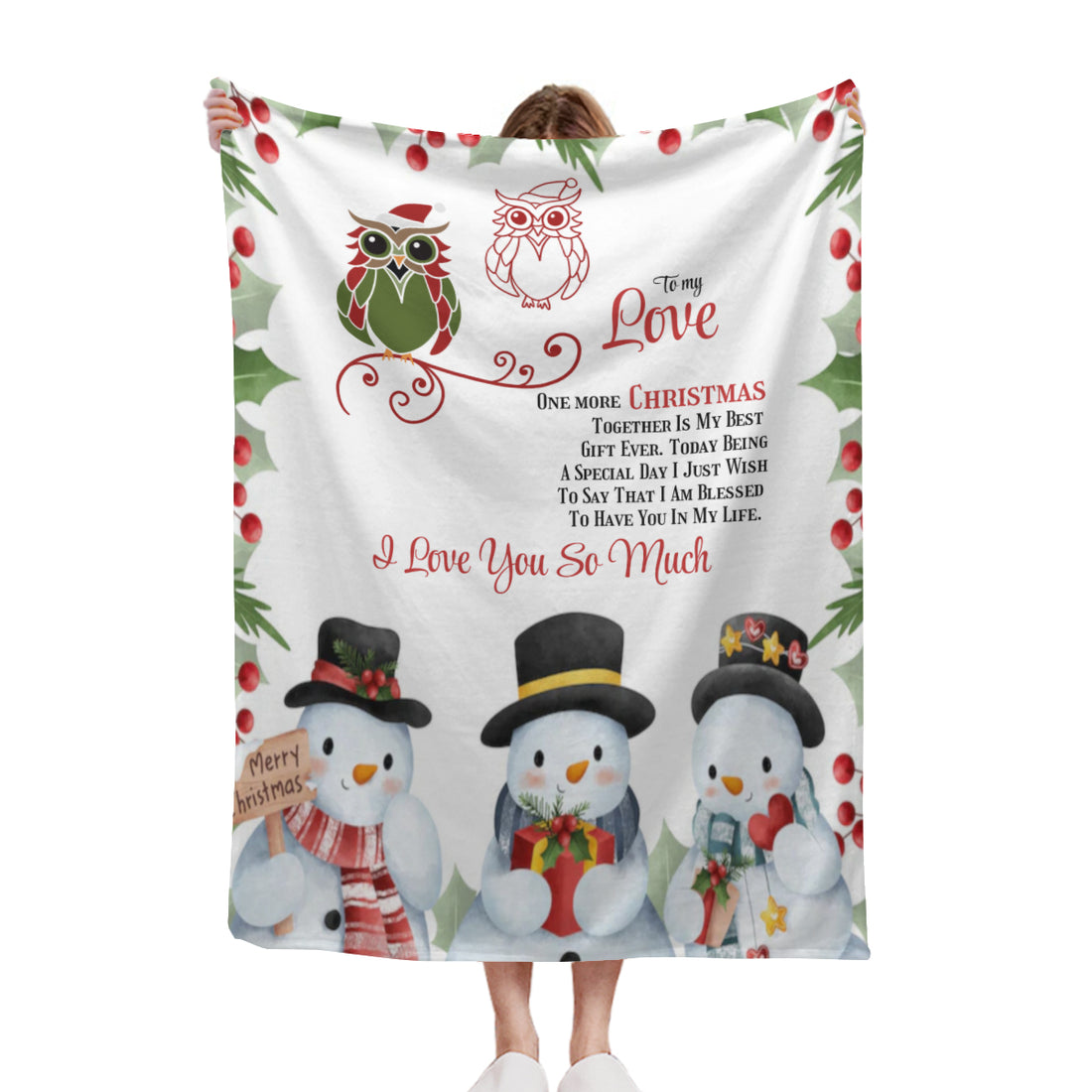 Blanket Christmas Owls To my Love Home-clothes-jewelry