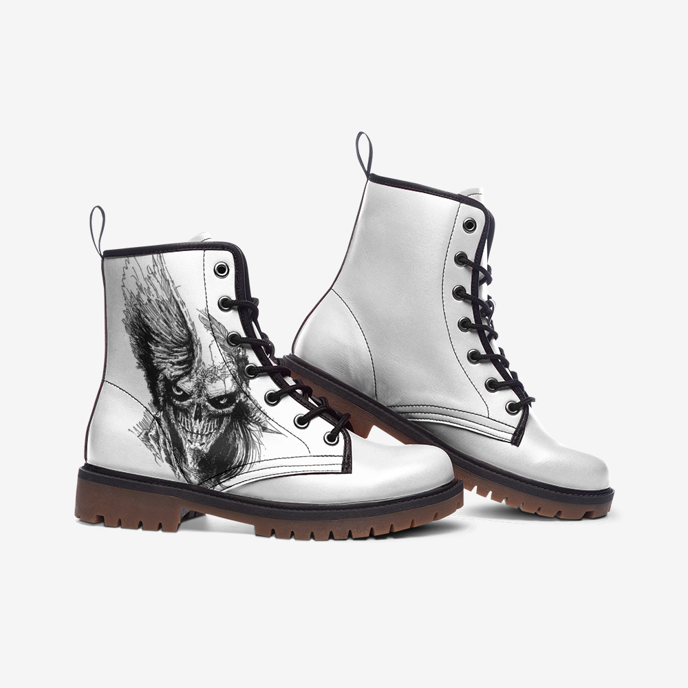 Casual Leather Lightweight boots MT Skull,Black and White Home-clothes-jewelry