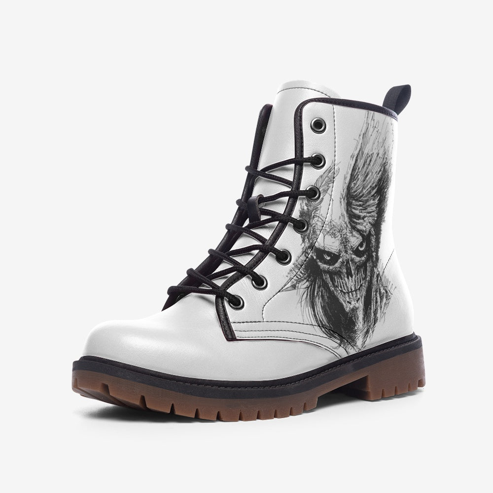 Casual Leather Lightweight boots MT Skull,Black and White Home-clothes-jewelry