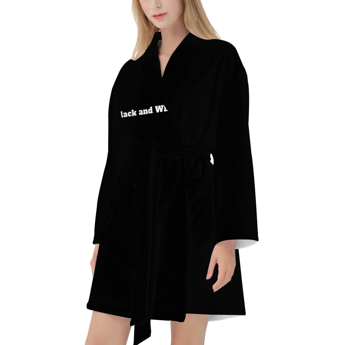 Cocoon in Style: The Black and White Charm of the Bath Robe Black Home-clothes-jewelry