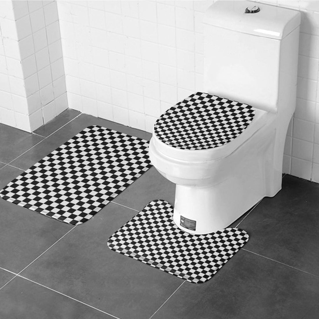 Effortless Elegance: Transform Your Bathroom with the Flannel-Inspired Black and White Three-Piece Set Home-clothes-jewelry