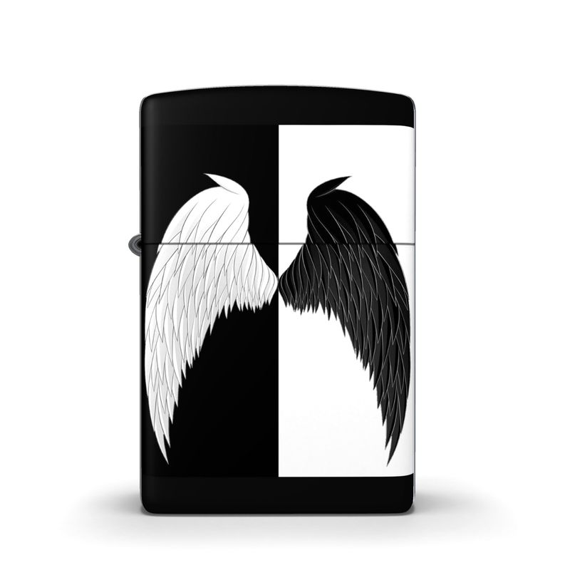 Enchanting Elegance: Angel Wings Black and White Zippo® Lighter Home-clothes-jewelry