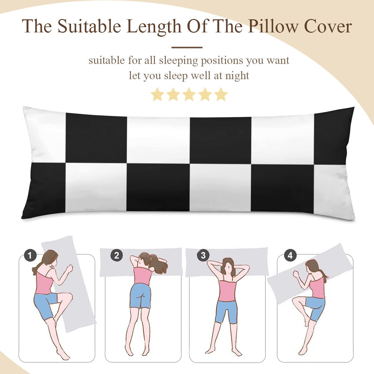 Long Pillow Cover Double-Sided Design black and white Home-clothes-jewelry