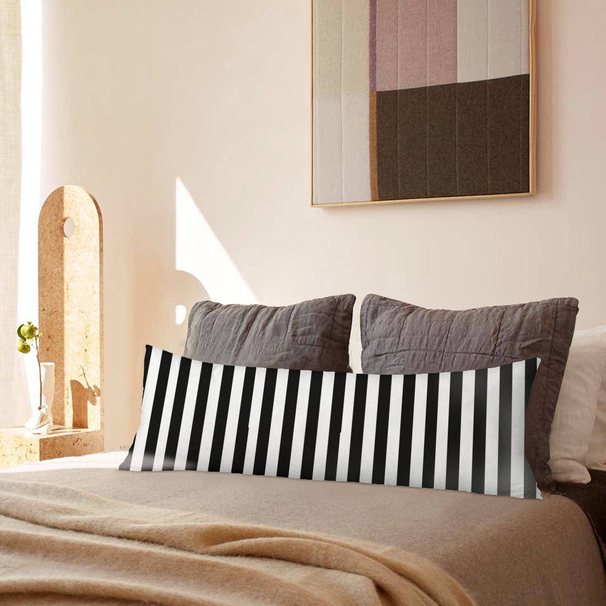 Long Pillow Cover Double-Sided Design stripes black and white Home-clothes-jewelry