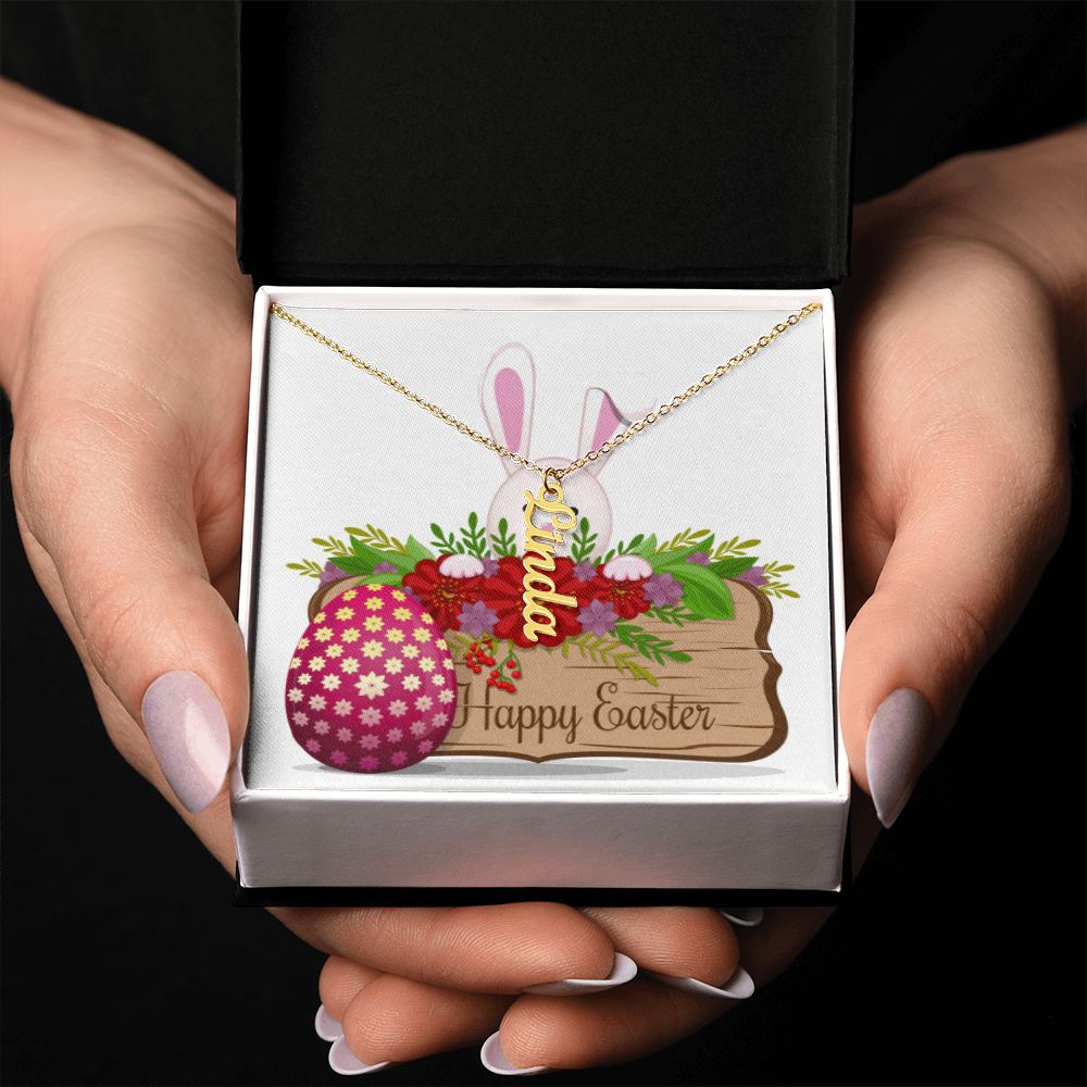 Personalized Vertical Name Necklace, Happy Easter, gift for Easter Home-clothes-jewelry