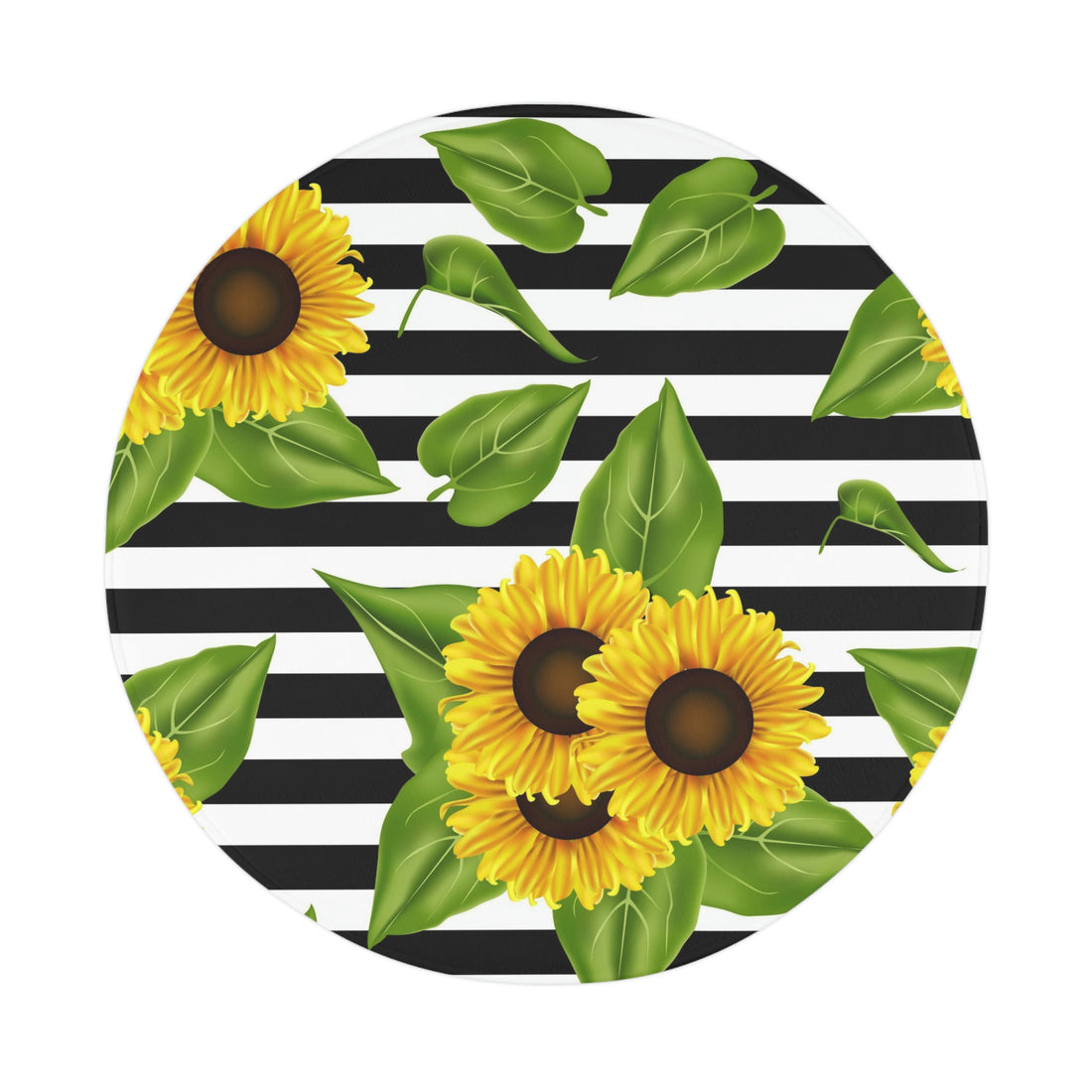 Polyester Bath Mat Sunflowers on black and white Home-clothes-jewelry
