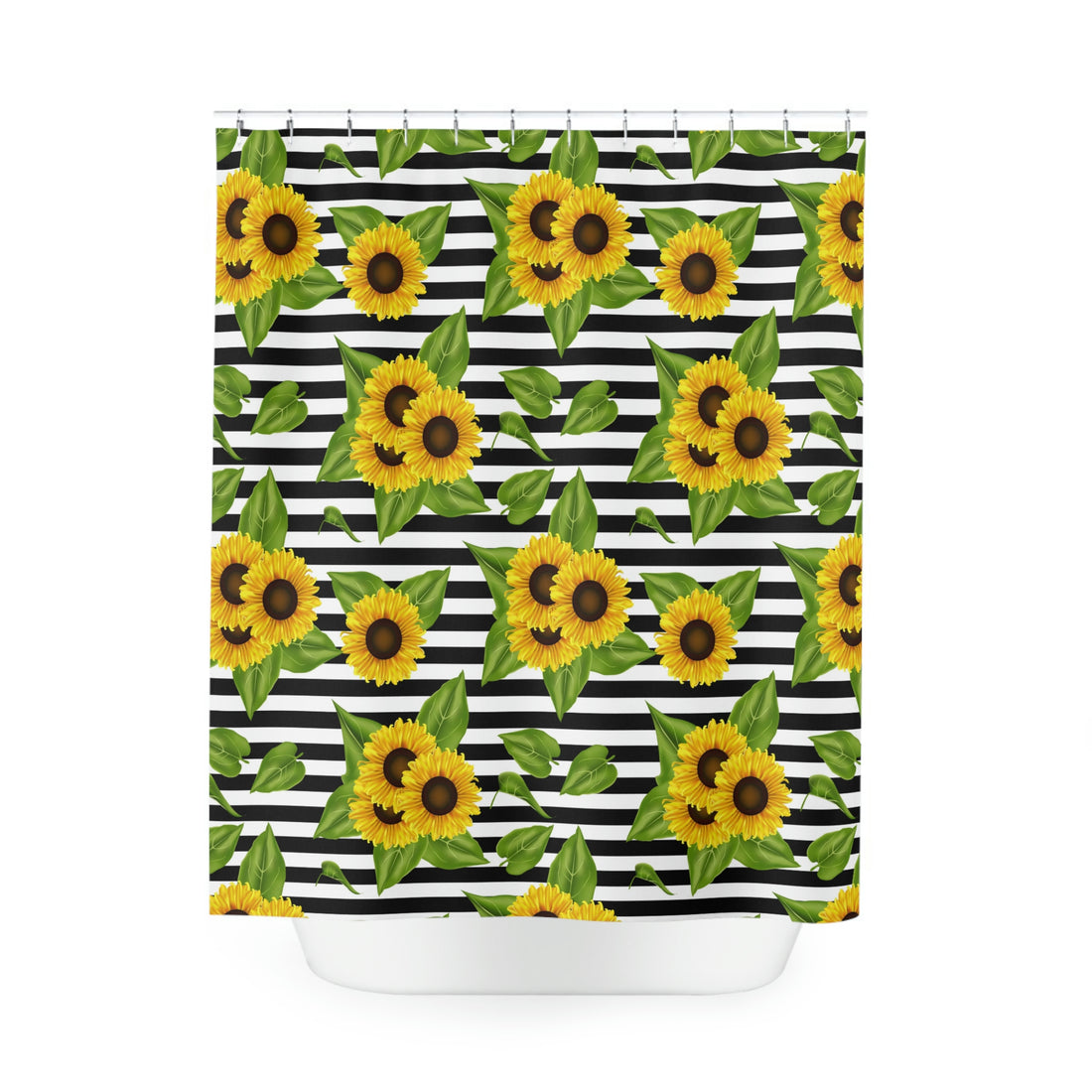 Polyester Shower Curtain Sunflowers on black and white Home-clothes-jewelry