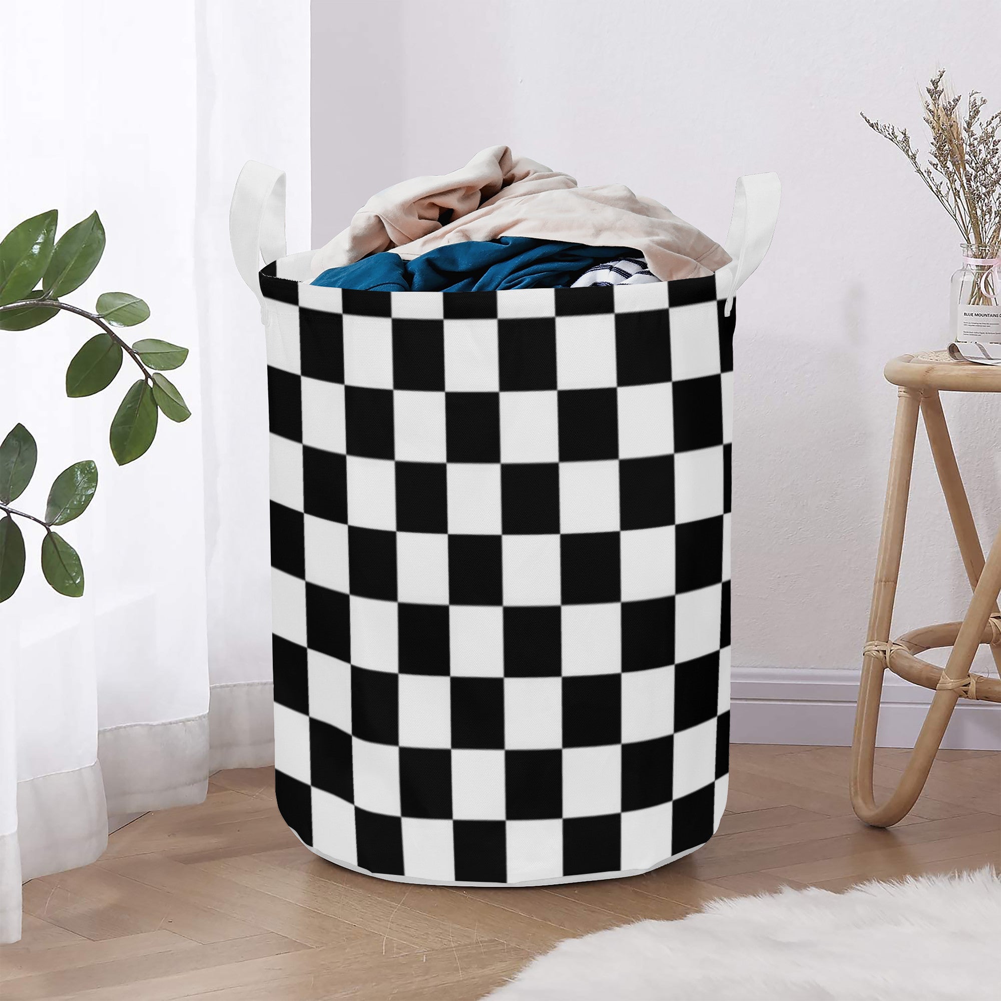Round Laundry Basket Black and White Home-clothes-jewelry