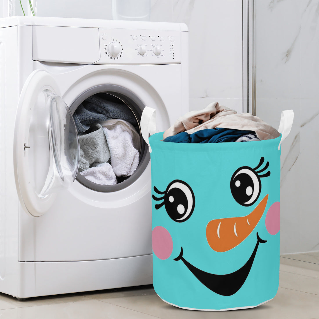 Round Laundry Basket Snowman Home-clothes-jewelry