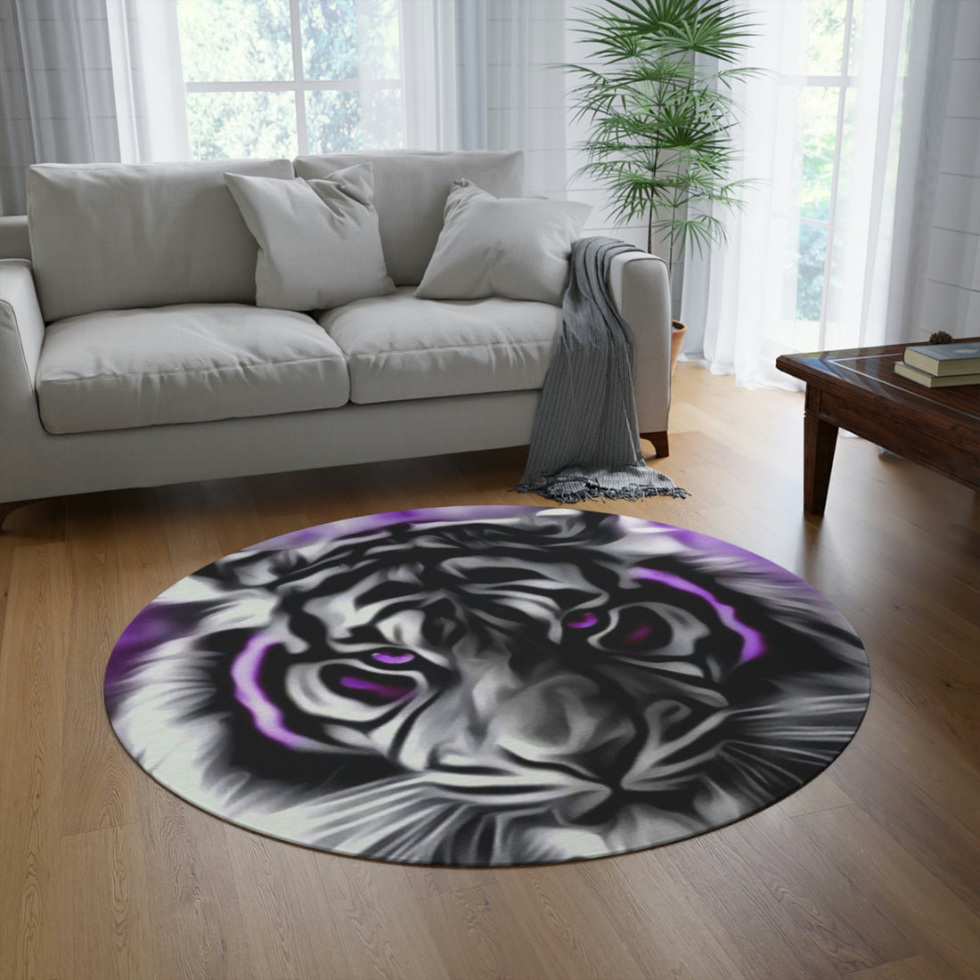 Round Rug Purple Tiger Home-clothes-jewelry