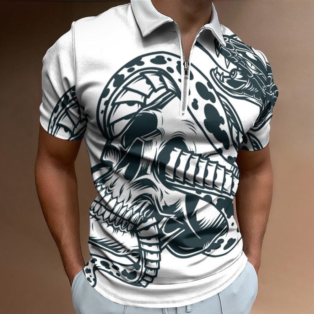 Short sleeve polo shirt, Skull and Snake Home-clothes-jewelry