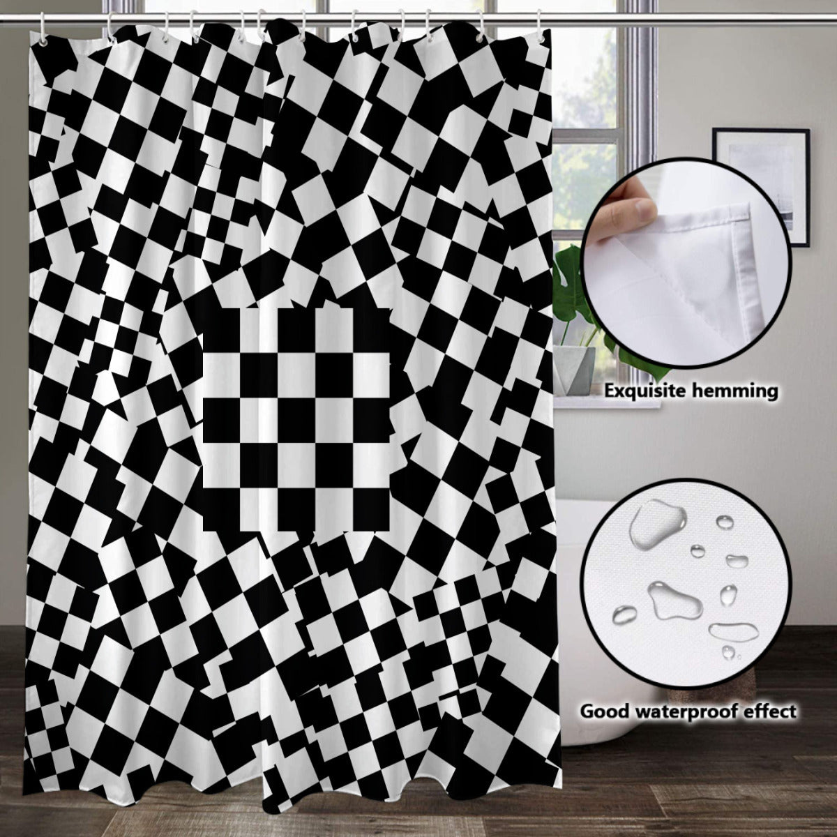 Shower Curtain black and white randomly Home-clothes-jewelry