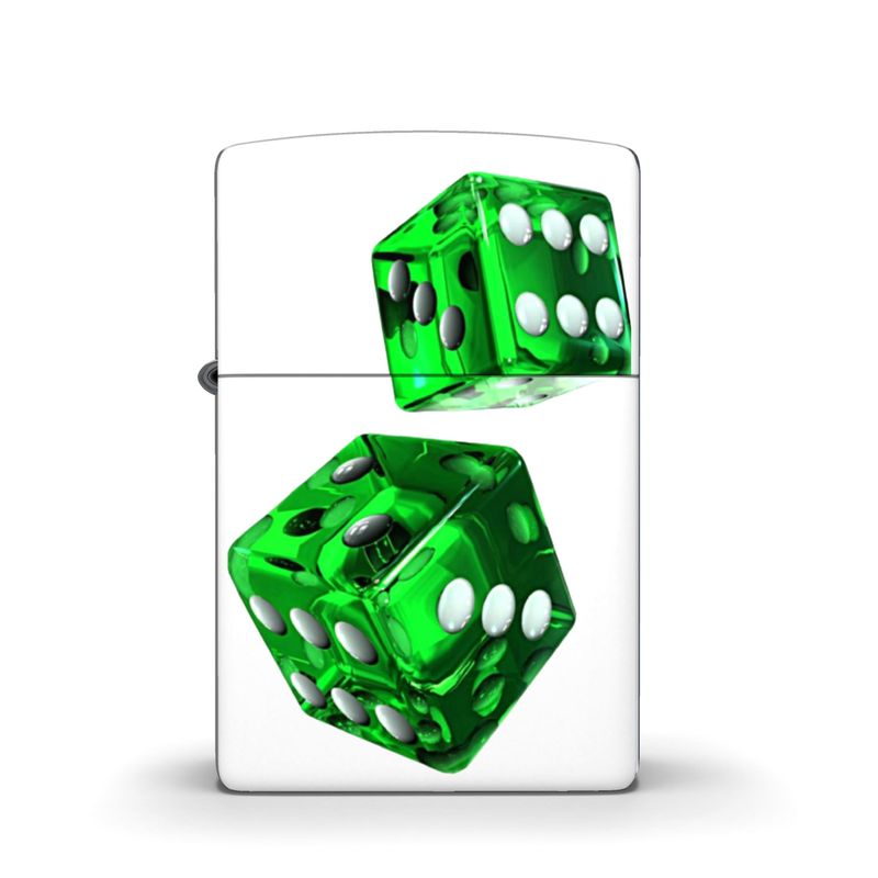 Unleash Your Luck: The Stylish Green &amp; White Two-Dice Decoration Zippo® Lighter Home-clothes-jewelry