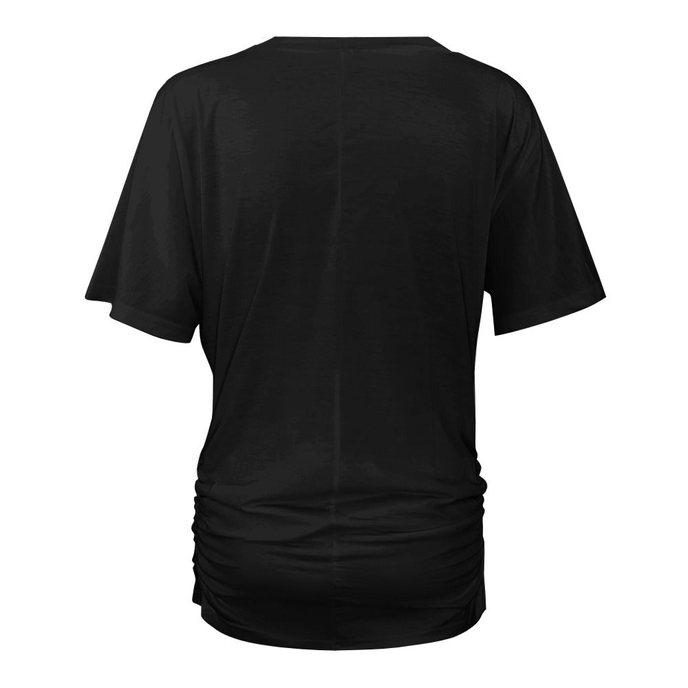 V-neck pleated T-shirt Skull and Snake Home-clothes-jewelry