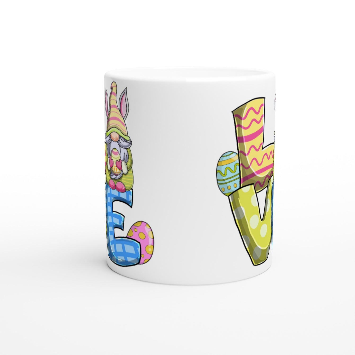 White 11oz Ceramic Mug, Love, Easter decoration Home-clothes-jewelry