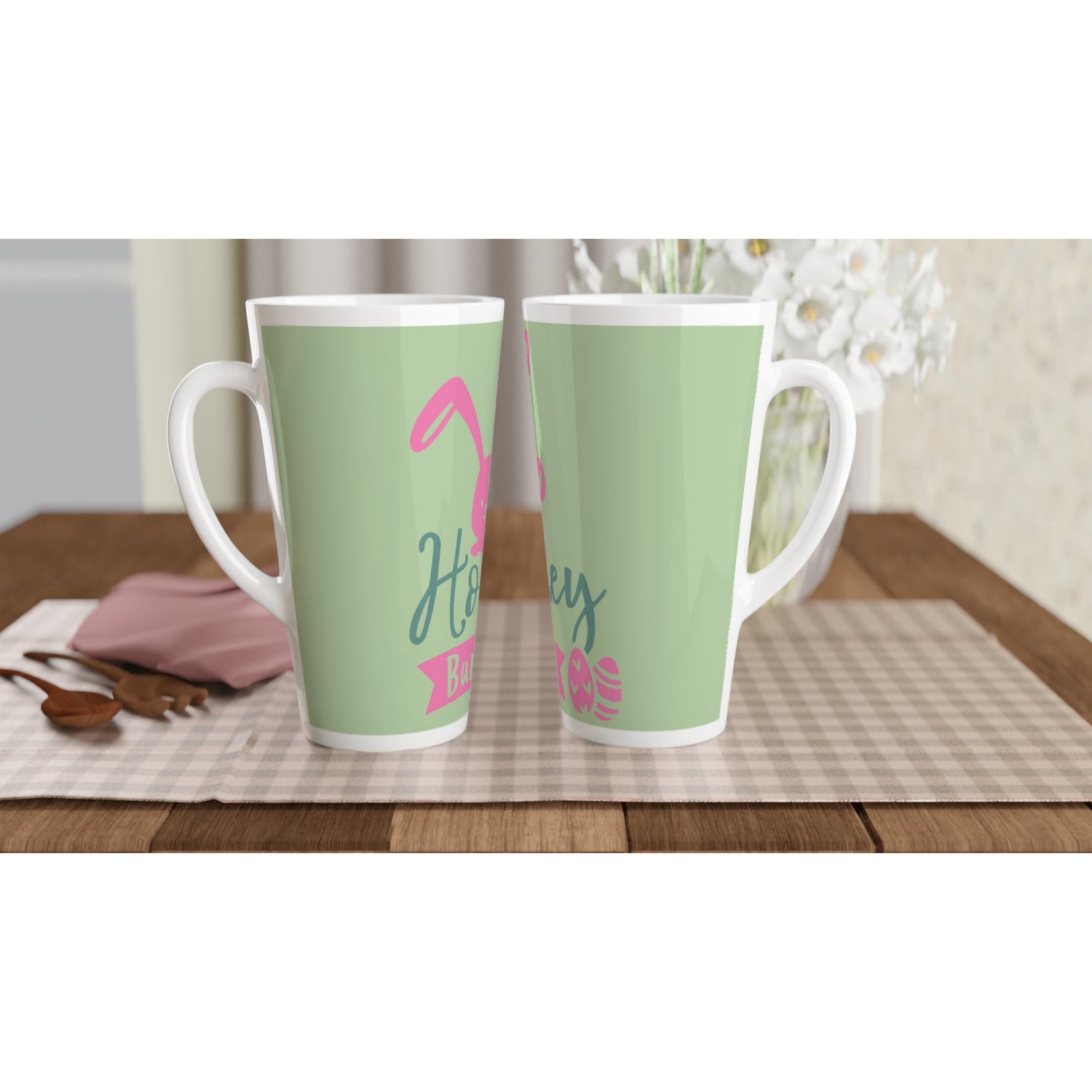 White Latte 17oz Ceramic Mug, Honey Bunny Home-clothes-jewelry