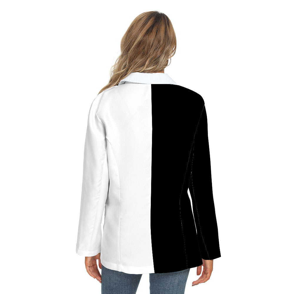 Womens Casual Suit Blazer Coat Fashion Light Coat Half black half white Home-clothes-jewelry